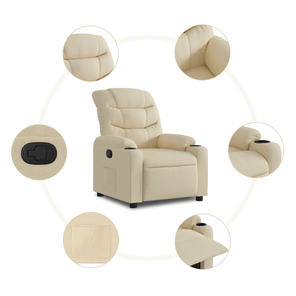 Relaxation Armchair Cream Fabric