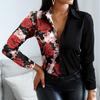 Large Size Single Breasted Temperament Leopard Lapel Blouse