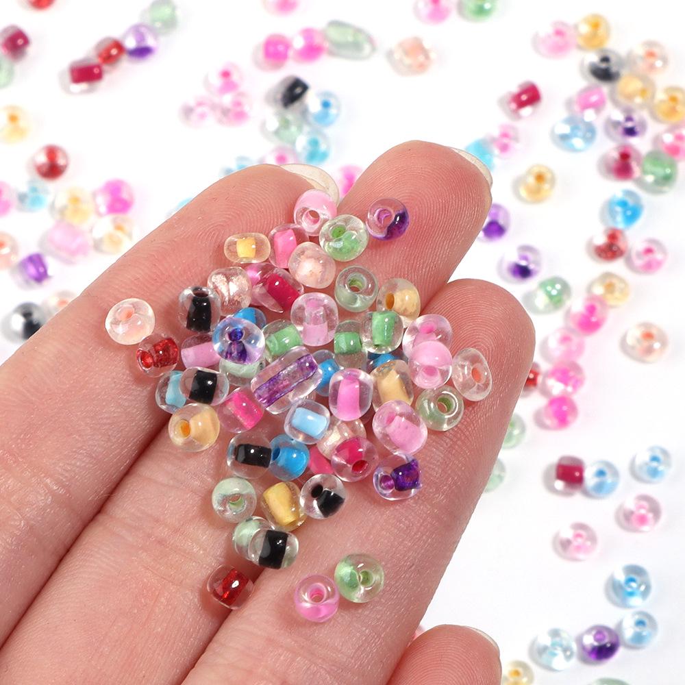 Прозрачные крашеные стеклянные бусины-бисер с сердцевиной 4 мм для изготовления браслетов своими руками, пакет 450 г