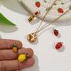 1 Piece 304 Stainless Steel Charms 18K Real Gold Plated Enamel Lipstick Strawberry Mango Pineapple Pendant Necklace DIY Making