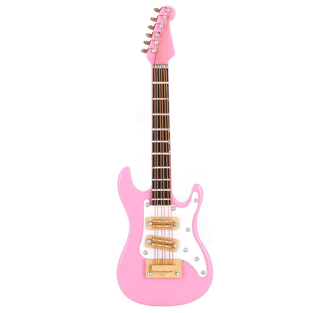 Гитара украшения Миниатюрные украшения Мини музыкальный инструмент Модель Подарочный Розовый 10см