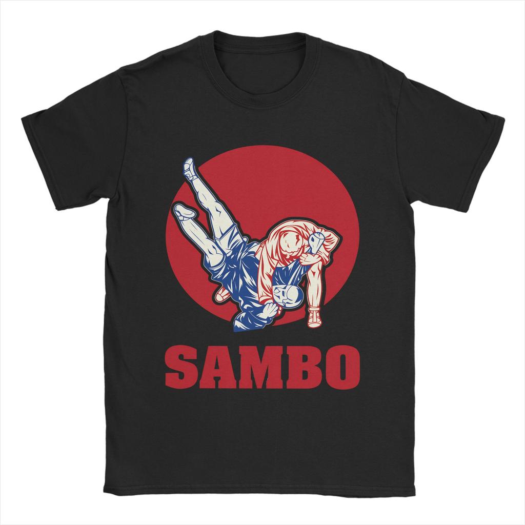Sambo Russian Fighting Men T Shirts Novelty Tee Shirt Short Sleeve Round Collar TShirts Pure Cotton 4XL 5XL Tops
