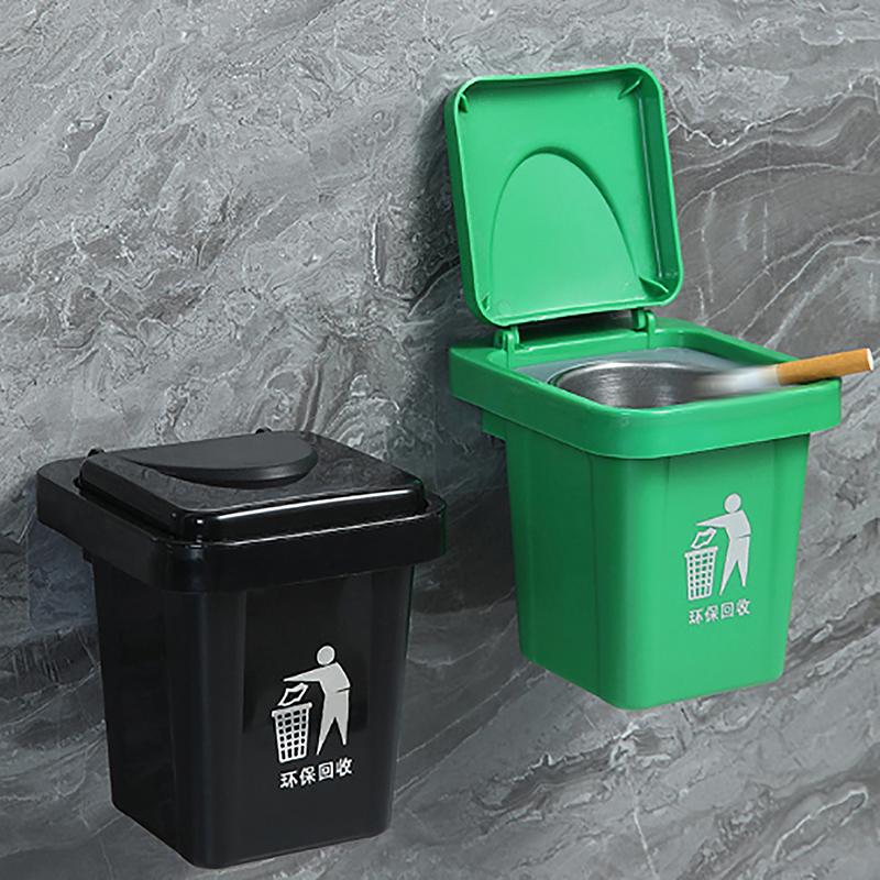 Пепельница-мусорное ведро с крышкой, пепельница из нержавеющей стали, настенная пепельница для ванной комнаты, с выемкой, пепельница против разлета пепла