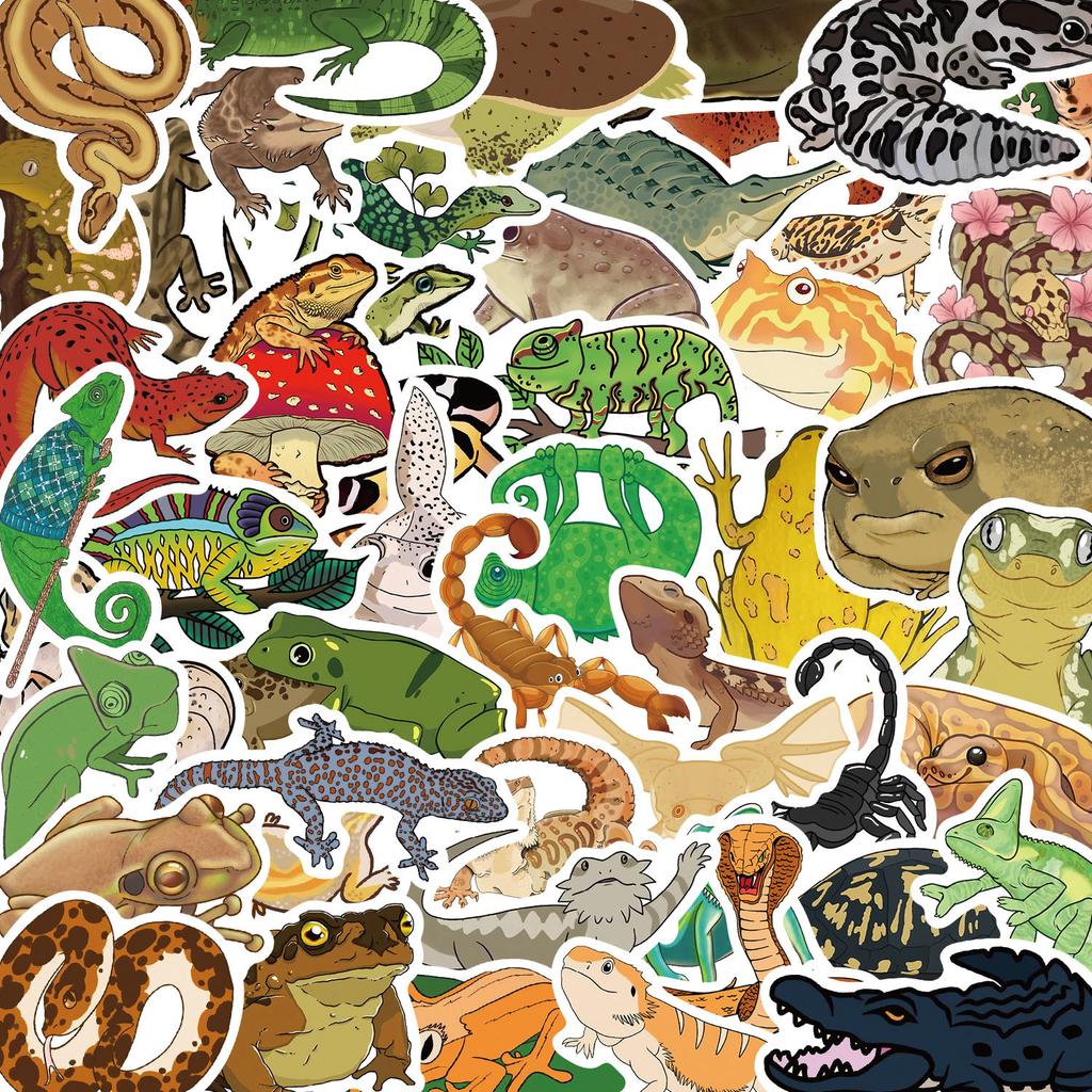 50 Cartoon New Reptile Graffiti Stickers Decorate Guitar Notebook Suitcase DIY Waterproof