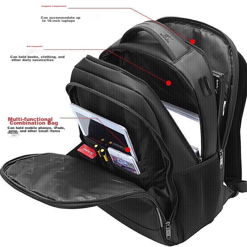 SEPTWOLVES Backpack, Laptop Bag with 15.6-Inch Notebook Compartment, Business Travel Large Capacity Backpack for High School And College Students