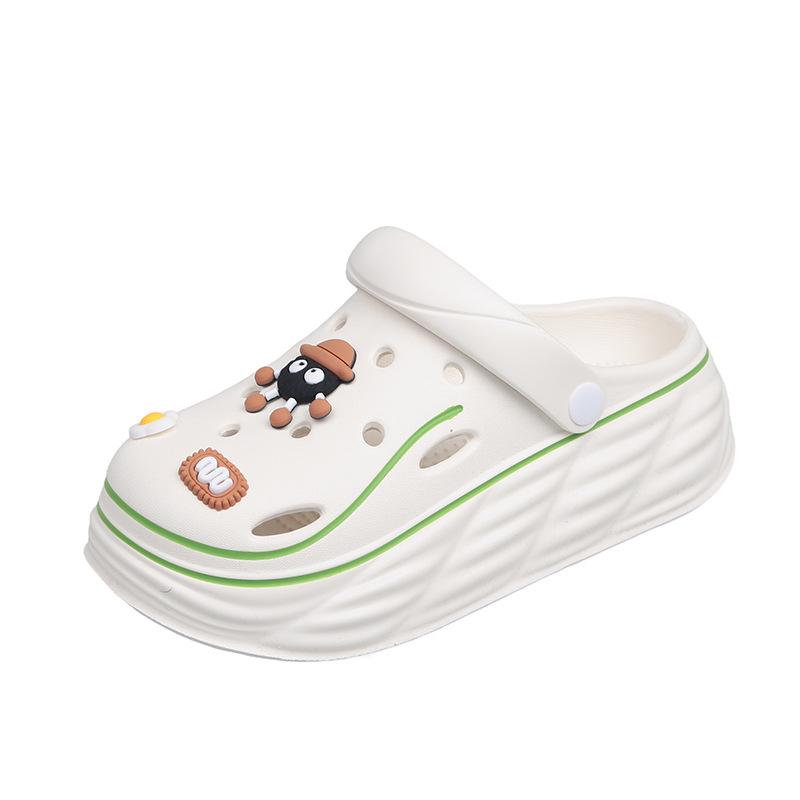 Обувь Hole Shoes Женские домашние нескользящие тапочки с толстой подошвой для улицы Сумка Головные тапочки Интернет-знаменитости Ева Наступая на дерьмо сандалии