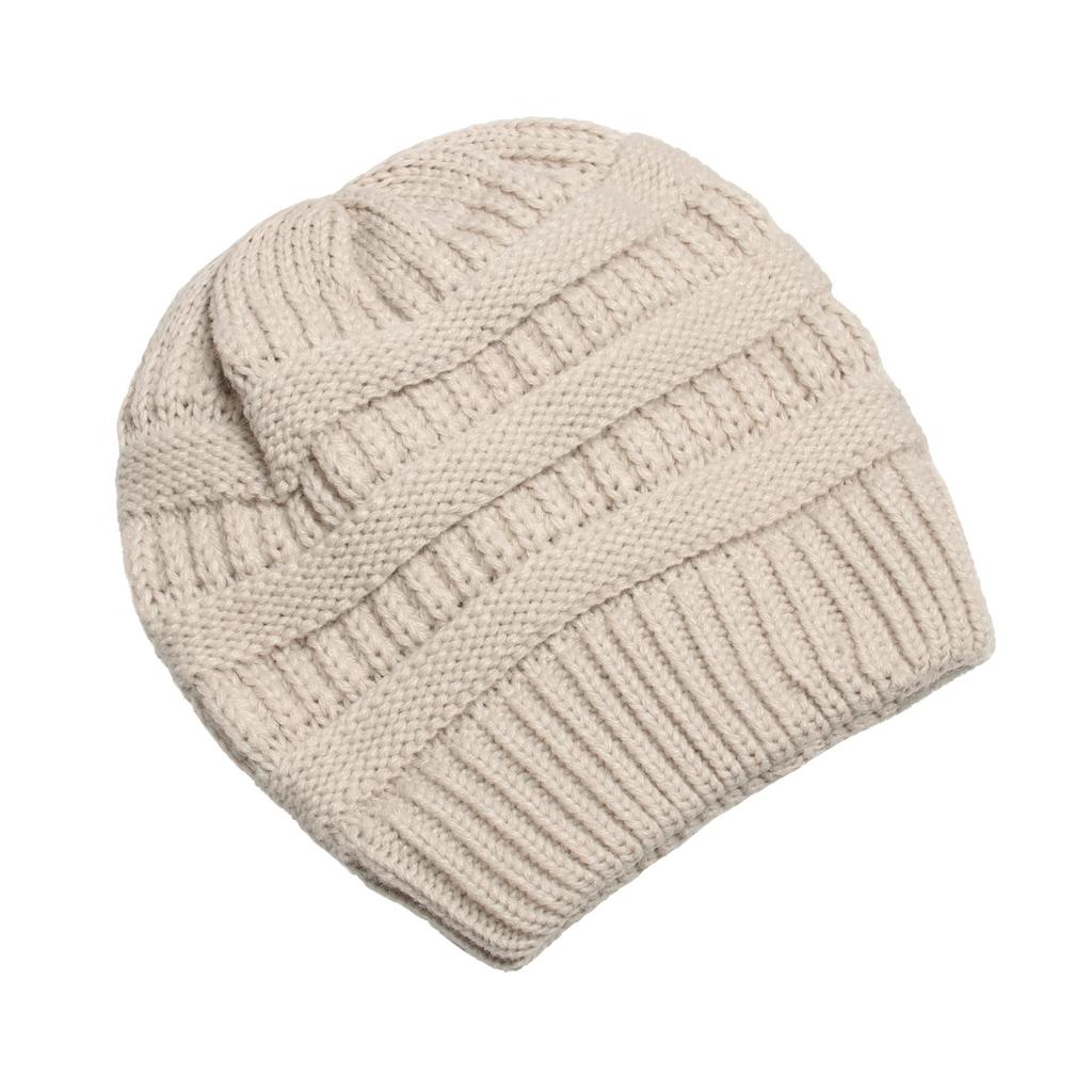 New Autumn And Winter Wool Cap European And American Women's Capped Cap Warm Knitted Cap Simple Solid-Coloured Cap
