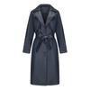 Women’s Coats Faux Leather Lapel Windbreaker PU Loose Three Row Button Trench Coat Classic Overcoat with Belt Autumn Winter Outer Wear