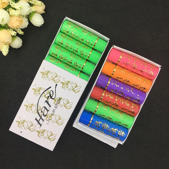 Yousheng 6Pcs/Box 8g Lipstick Set Non-Irritating Butterfly Pattern Color Changing Dark Green Magical Lipstick for Women