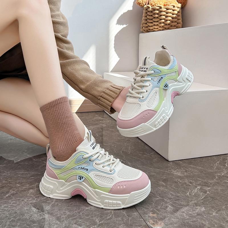 Женские кроссовки Dad в корейском стиле: Кроссовки для бега на толстой подошве весна 2025 K6005