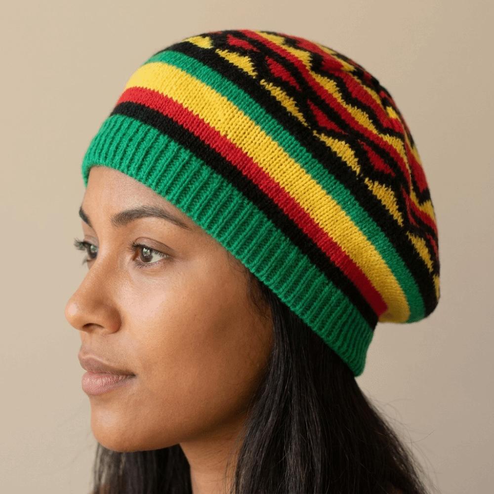 Rainbow Color Jamaican Knitted Hat Crochet Reggae Hat Fashion Hippie Beret Party