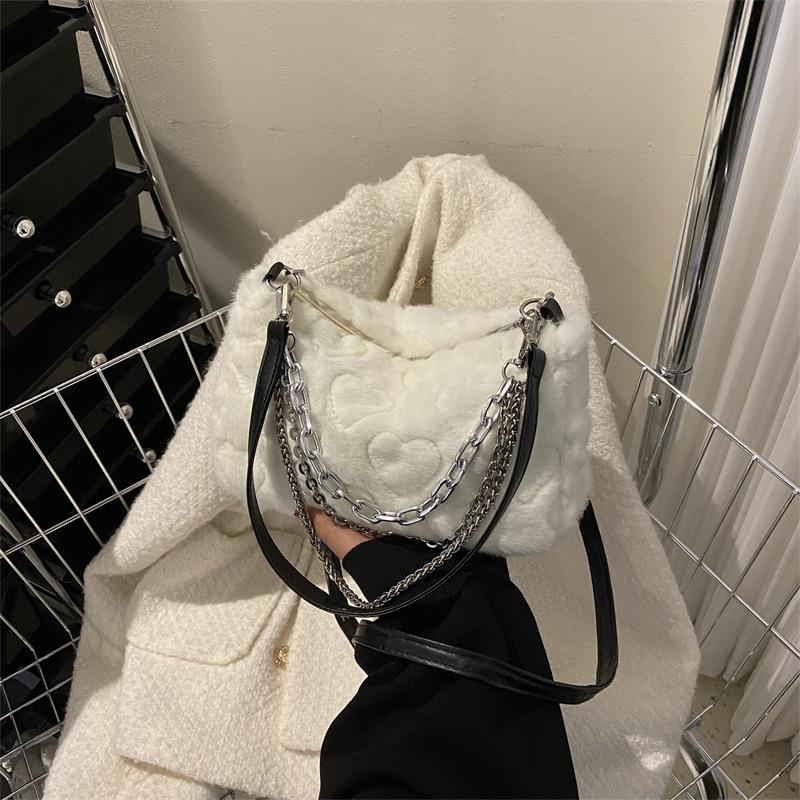 Модная сумка через плечо для женщин, новая модная универсальная меховая сумка через плечо для женщин, сумка Ins Niche Chain