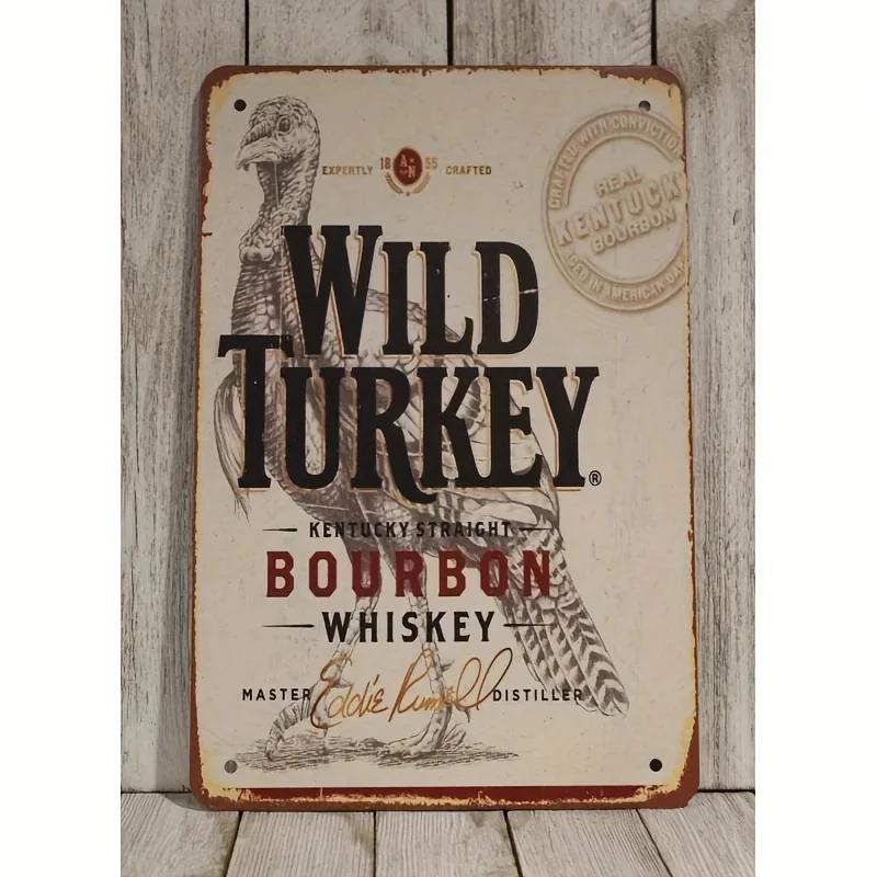 Металлическая табличка Wild Turkey в стиле кантри - Подходит для украшения виски-бара и отеля