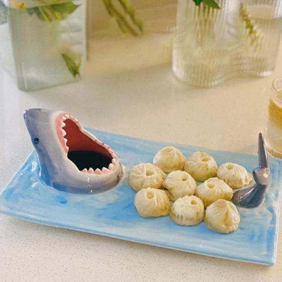 Тарелка для суши Керамический поднос для суши в форме акулы Поднос для сервировки суши-лодки