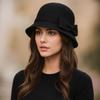 Сохраняющая тепло женская шляпа-панама однотонная шерстяная шляпа-ведро элегантная шляпа-топпер с бантом леди
