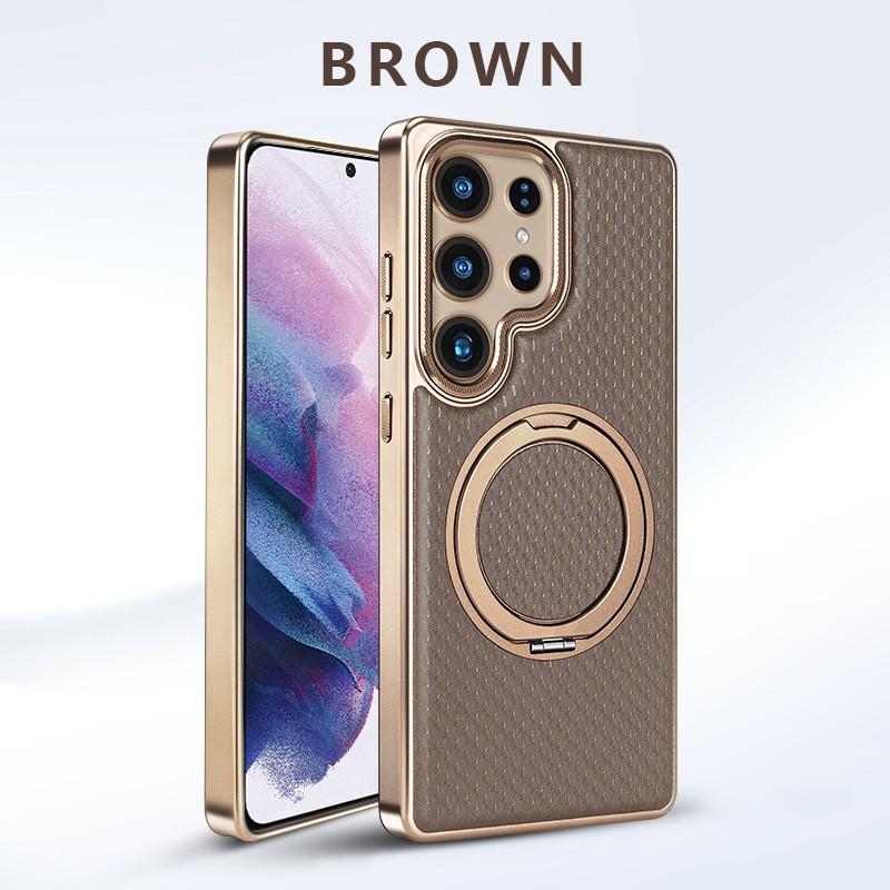 Premium Matte Leather Case With 360 Rotating Stand Galaxy S26 Ultra S25 S24 S23 Shockproof Magnetic