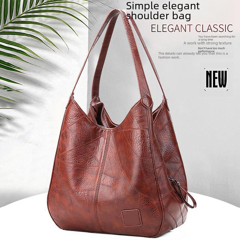 Women's Bags European And American Soft Leather Shoulder Bags Ladies All Match Shoulder Bags Simple Portable Tote Bags
