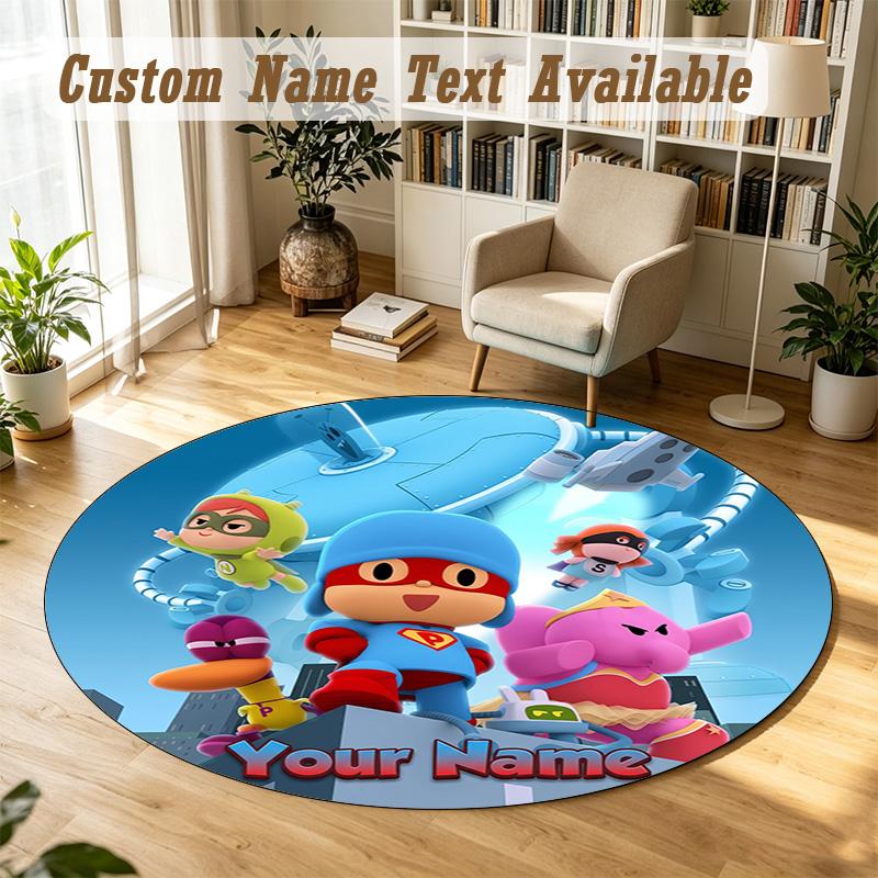 Round Rug Custom NamePocoyó Pattern Non Slip Carpet Home Floor Decor