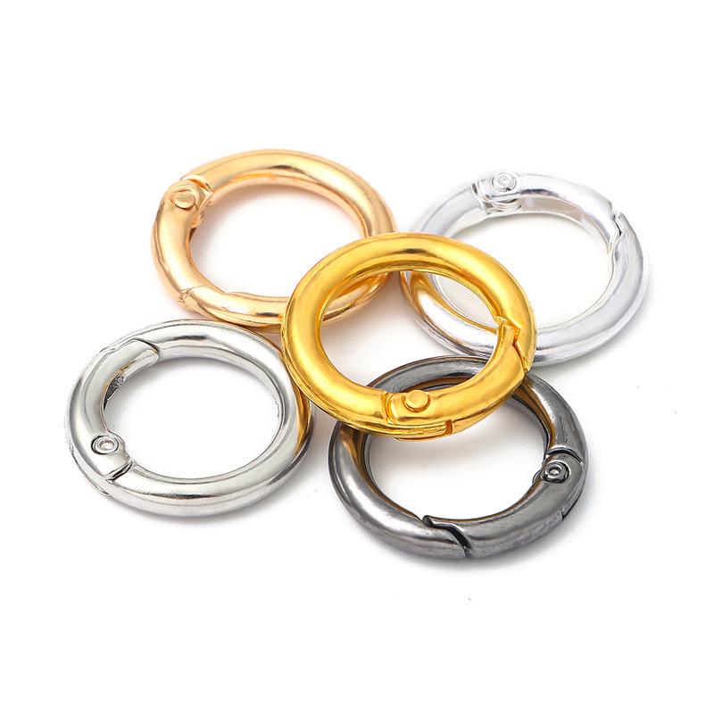 5 цветных колец из сплава, круглый брелок для ключей, крючок для сумки, самодельные аксессуары для украшений из открытых пружинных колец.