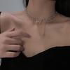 Hollow Niche Design Sense Bow a Frigid Style Collarbone Chain Ins Hip Hop Temperament Simple Necklace Female