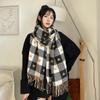 Internet Celebrity Style Korean Plaid Scarf - Double-Sided Imitation Cashmere for Women and Couples