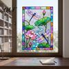 Sunlight Catcher for Windows Dragonfly Lotus Stained Glass Style Window Cling, Rainbow Suncatcher Static Pattern Film Decal, Privacy Home Door Balcony
