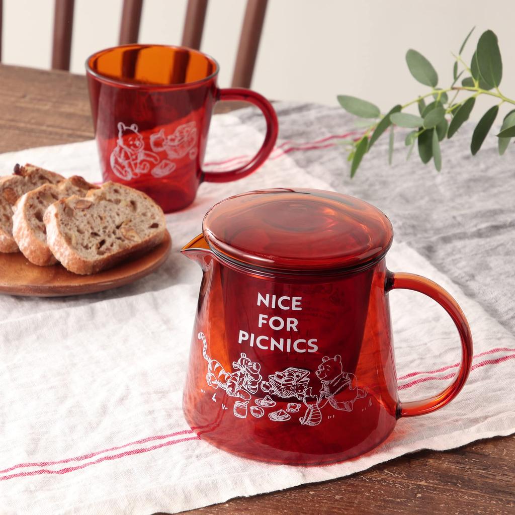 Maebata Стеклянная кастрюля Винни-Пух из термостойкого стекла, пригодна для посудомоечной машины и микроволновой печи, 600 мл, Disney 52824 D-WP33