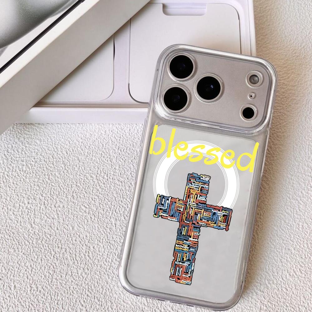 Модный Чехол-Крест для Телефона iPhone 17 16 15 14 13 12 Pro Max Plus С Магнитным Кристально Чистым Чехлом Беспроводная Зарядка