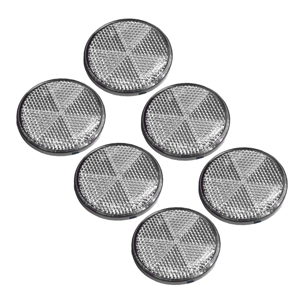 6pcs Round Reflectors Self Adhesive 2.24in Safety Reflector for Mailboxes Driveway Tunnels Post Cars Trailer White