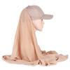 New Fashion Solid Color Scarf Cotton Baseball Cap Integrated Scarf Hat Muslim Hijab