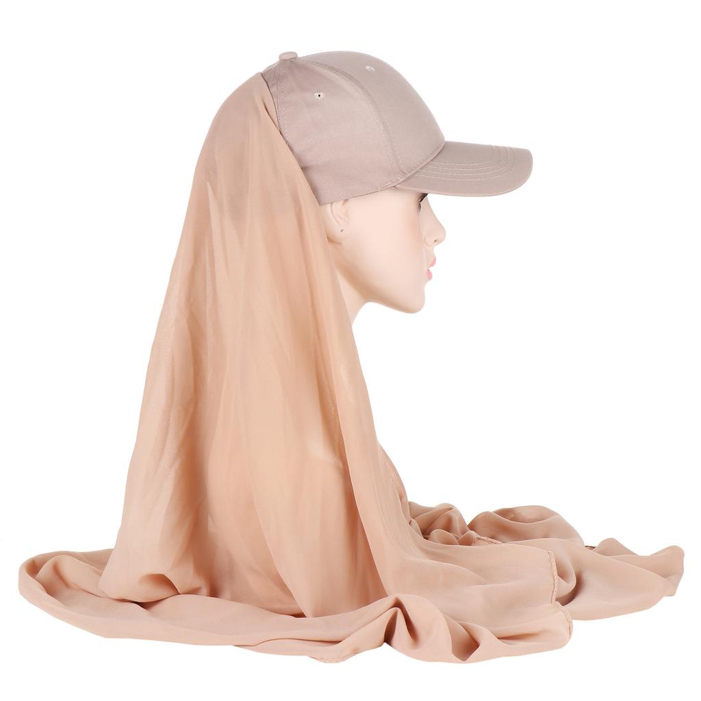 New Fashion Solid Color Scarf Cotton Baseball Cap Integrated Scarf Hat Muslim Hijab
