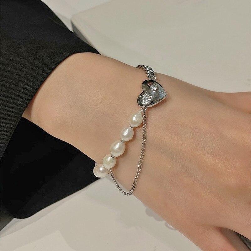 Браслет для женщин, французский винтажный пресноводный жемчуг, браслет Love, женский минималистский стиль личности