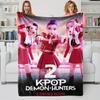 Фланелевое одеяло в тематике K-POP Охотники на демонов, Теплое плед-одеяло с горячим аниме-принтом, Подарок для фаната, Повседневное теплое одеяло