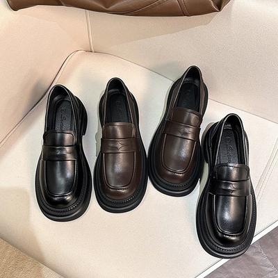 Su Yin~ Те же самые британские ретро-полированные мокасины на толстой подошве, женские коричневые кожаные туфли из натуральной кожи