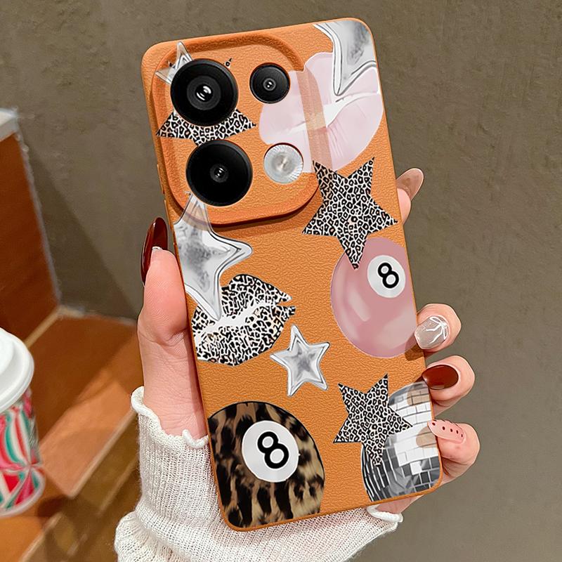 Винтажный чехол для бильярда с принтом леопарда и звезд для Xiaomi Redmi Note 14 13 Pro 5G 4G 12 11 Funda Xiaomi 14T 13T 11T Pro Силиконовый чехол с текстурой кожи