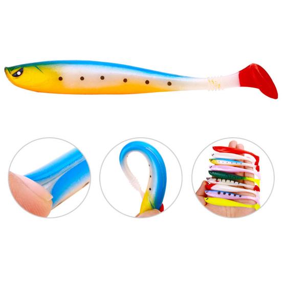 6Pcs Fishing Lure Soft Baits Set Simulation T-Tail Swimbait Professional Bionic Bait Reusable Freshwater Saltwater Artificial Bait Bass Fishing Lures