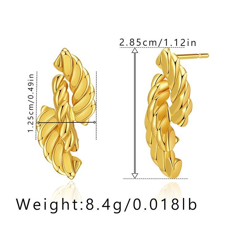 Twisted Chain Pendant Earrings Vintage French Gold Plated 18k Stud Earrings