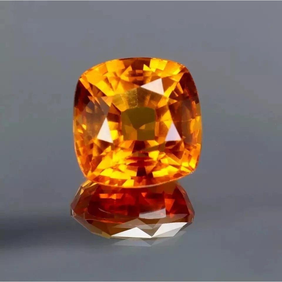Beautiful Orange Sapphire Ceylon Natural Cushion Cut 6-7 Ct Certified Gemstone