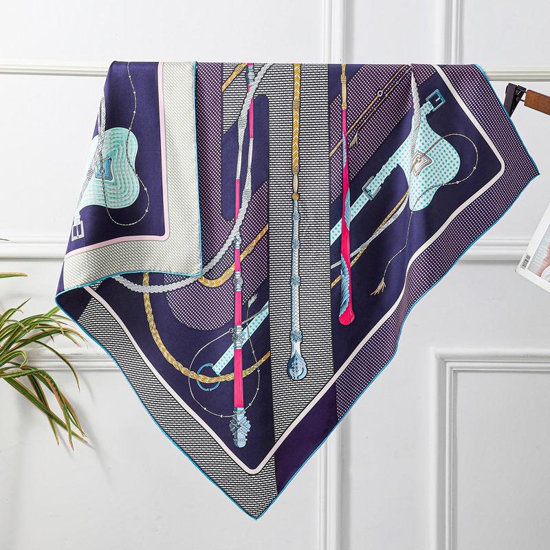 Heavy Silk Silk Scarf Women's Double-sided Heterochrome Printing 90 Square Scarf Mulberry Silk Twill Satin Fashion Versatile Shawl