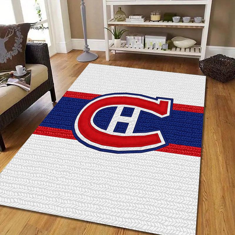 Квадратный ковер с фланелевым узором Montreal Canadiens, Ковер для гостиной, спальни, дивана, игровой комнаты, Нескользящий коврик для пола