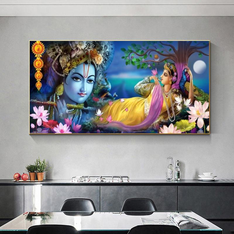 Лорд Радха Кришна постеры и принты Abatract холст картина настенное искусство для гостиной современный домашний декор религия Куадрос