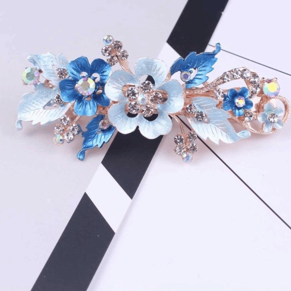 Oil Drip Design Zinc Zinc Alloy Hair Clip Floating Rhinestone Women's Headwear Floral Spring Clip Party