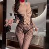 Seductive Cutout Fishnet Crotchless Bodystocking - Black See-through Lingerie