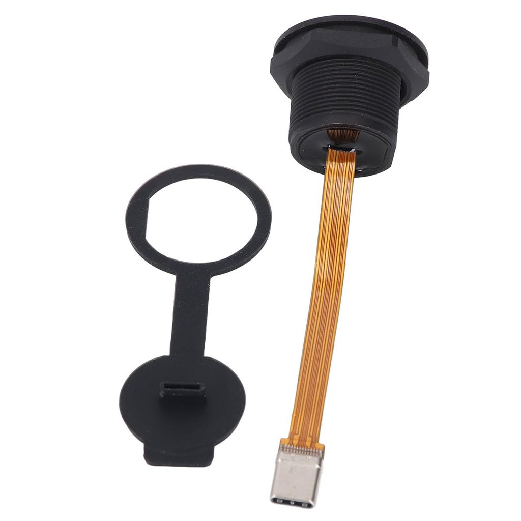 Type C 3.1 Female To Male Panel Mount Adapter 0.1m FPC Cable IP67 Threaded USB C 3.1 Panel Mount