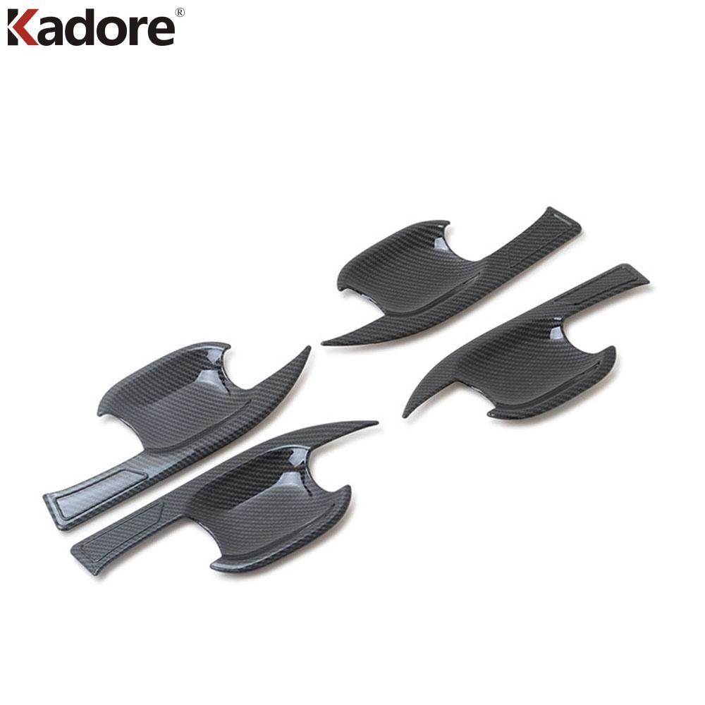 For Ford Focus Carbon Fiber Car Door Handle Cover Trim Side Door Handles Bowl Cup Frame Accessories