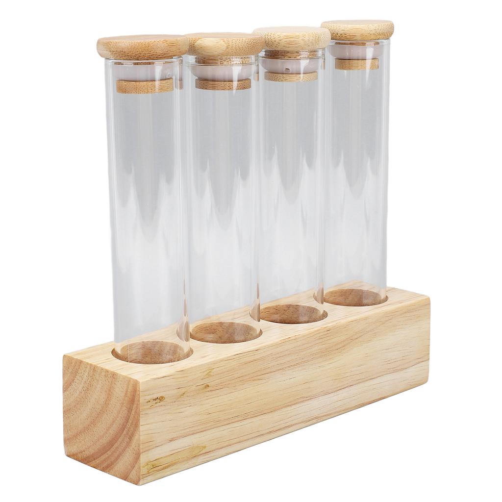 Coffee Bean Jars Canisters Coffee Storage Containers with Solid Wood Base Airtight Lids Single Dose Coffee Bean Storage