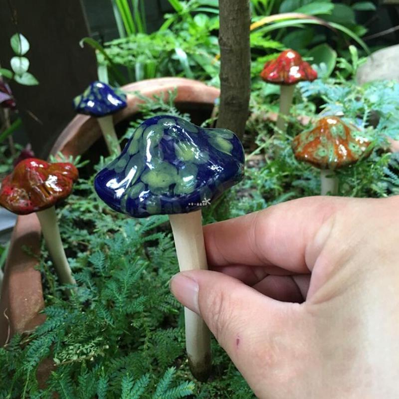 Ceramic Simulation Mushroom Model Bonsai Ornament Diy Home Garden Lawn Decor