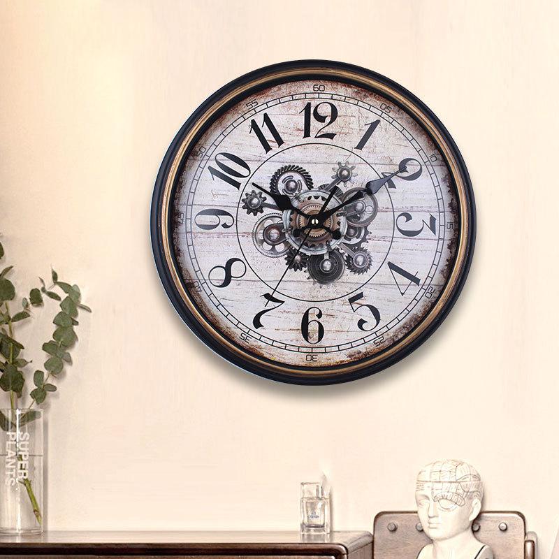 Retro Creative Wall Clock Silent Clock Home Living Room Modern Simple Creative Round Decorative Table