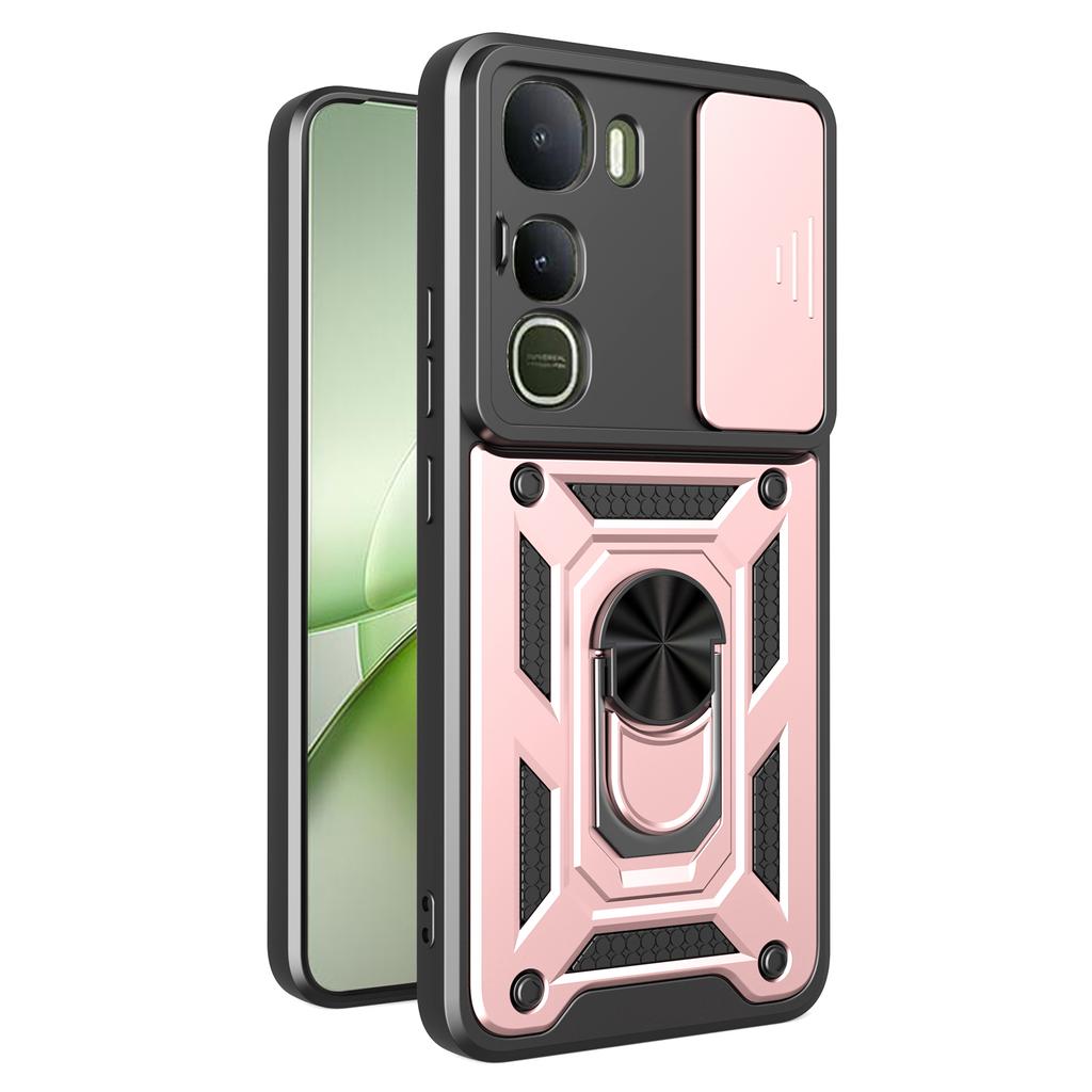 Чехол для vivo Y400 5G с выдвижной крышкой камеры, PC+TPU, подставка, чехол для телефона