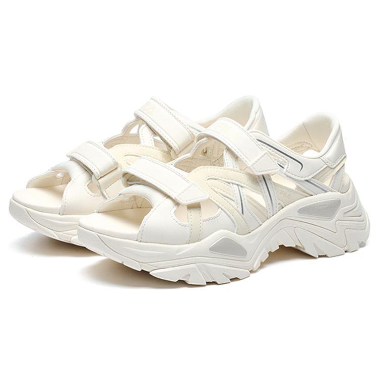 Fila Сандалии Fishbone Кожа Толстая подошва Увеличение роста Спортивные Удобные Пляжные сандалии Женские сандалии Белые F12W221407FAG